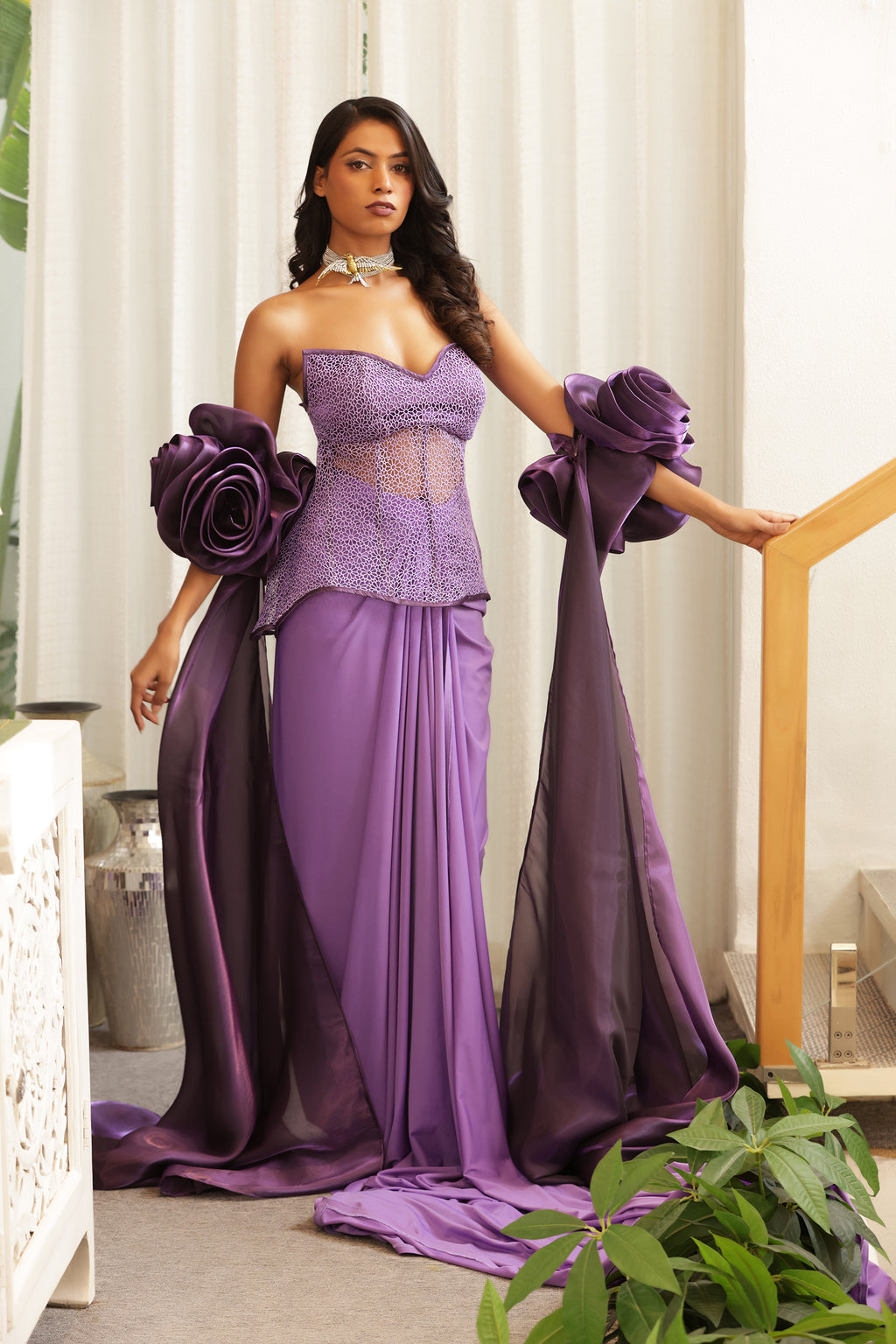 Purple Corset Drape Gown