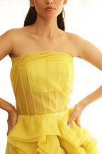 Lemon Yellow Rose Dress