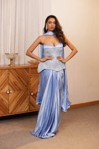 Azure Drape Saree Gown