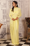 Butter Yellow Draped Cape Dress