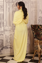 Butter Yellow Draped Cape Dress