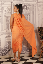 Sunset Orange Drape Dress