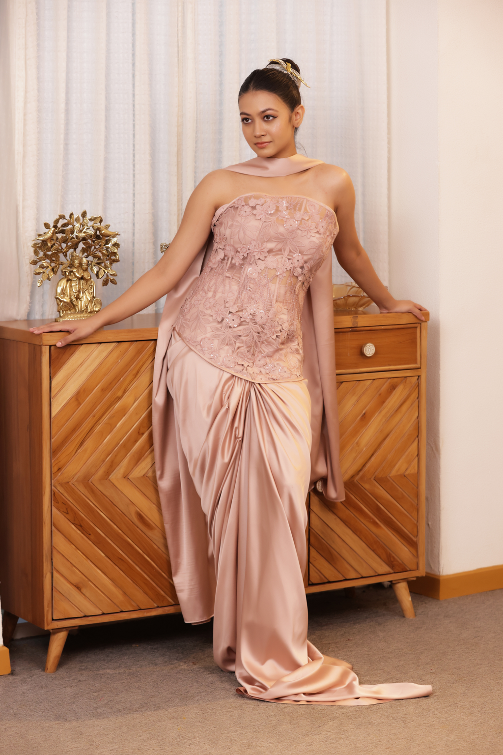 Blush Drape Saree Set
