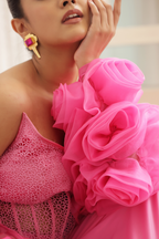 Pink Drape with 3D Rosses