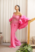 Pink Drape with 3D Rosses