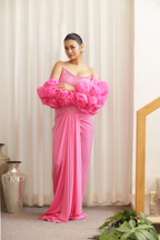 Pink Drape with 3D Rosses