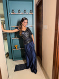 Midnight Blue Structured saree gown