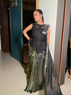 Metallic Noir Saree Gown