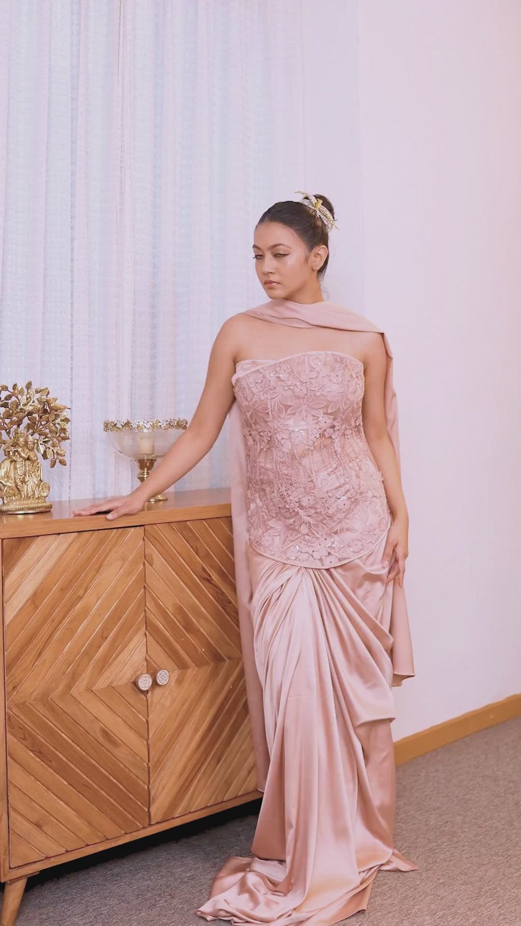 Blush Drape Saree Set